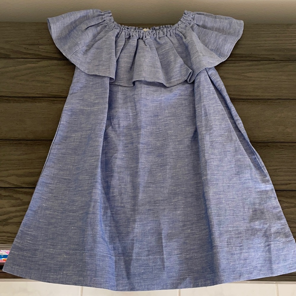 Girls off the shoulder crewcuts linen dress